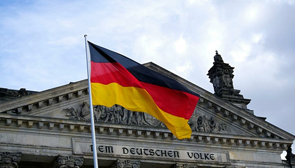 germany flag in front of building